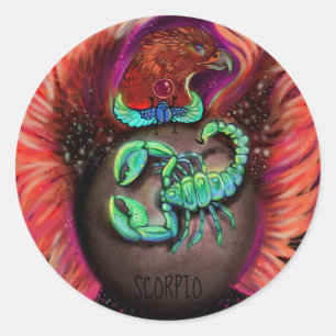 Sticker Rond Scorpio, signe zodiaque