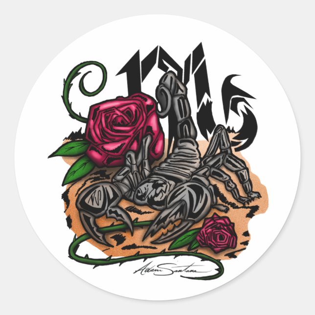Sticker Rond Scorpio - Zodiac (Devant)