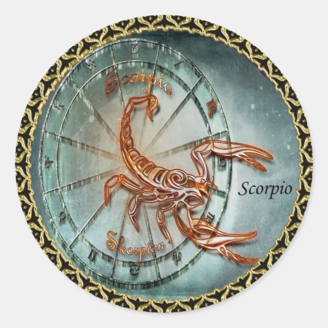 Sticker Rond Scorpio Zodiac Astrologie design (Devant)