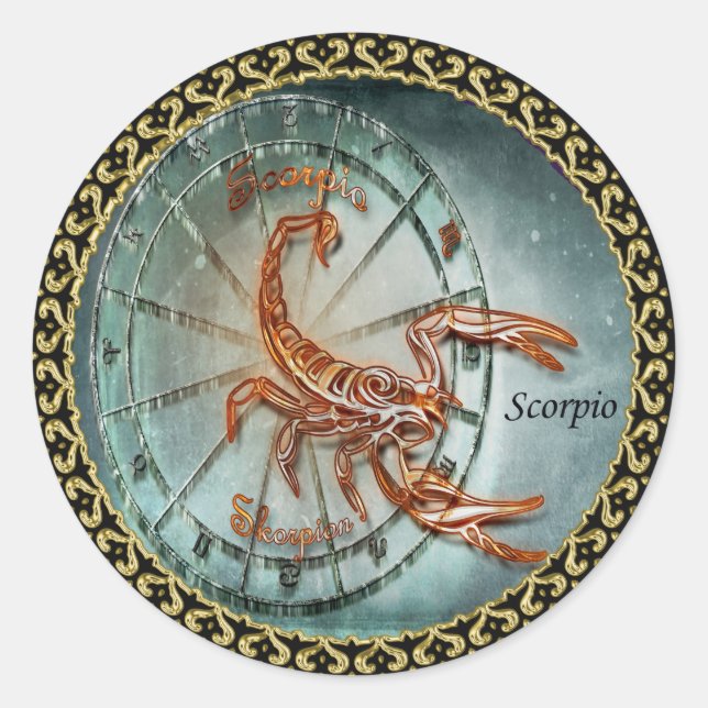 Sticker Rond Scorpio Zodiac Astrologie design (Devant)