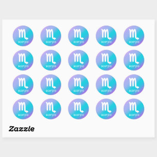 Sticker Rond Scorpio Zodiac étoile signe bleu violet Astrologie