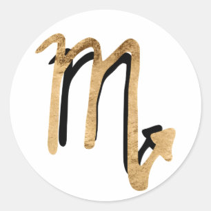 Sticker Rond Scorpio zodiaque constellation d'or noir symbole