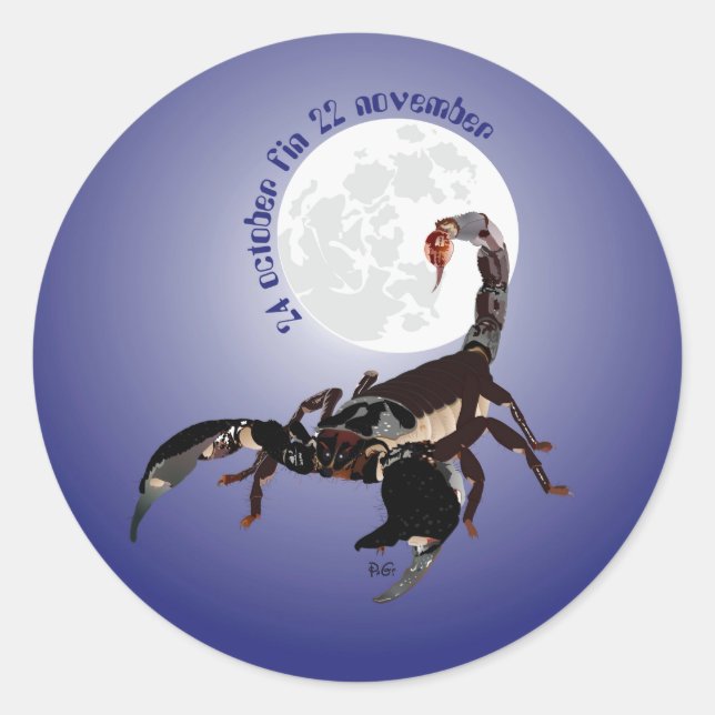 Sticker Rond Scorpion 24 october 22 novembre (Devant)