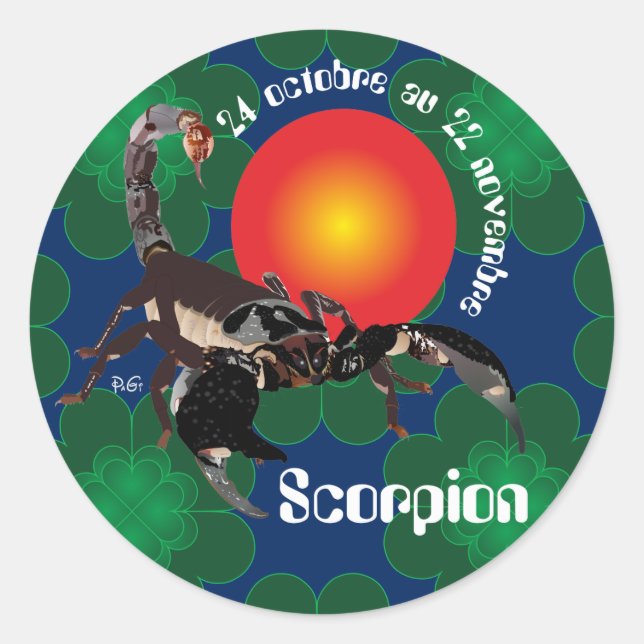 Sticker Rond Scorpion 24 octobre 22 novembre (Devant)