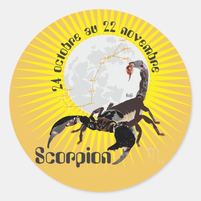 Sticker Rond Scorpion 24 octobre 22 novembre (Devant)