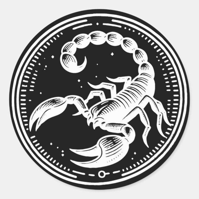 Sticker Rond Scorpion Blanc Astrologie Signe du zodiaque Scorpi (Devant)