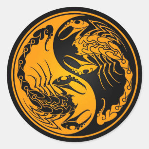 Sticker Rond Scorpions jaunes et noirs de Yin Yang