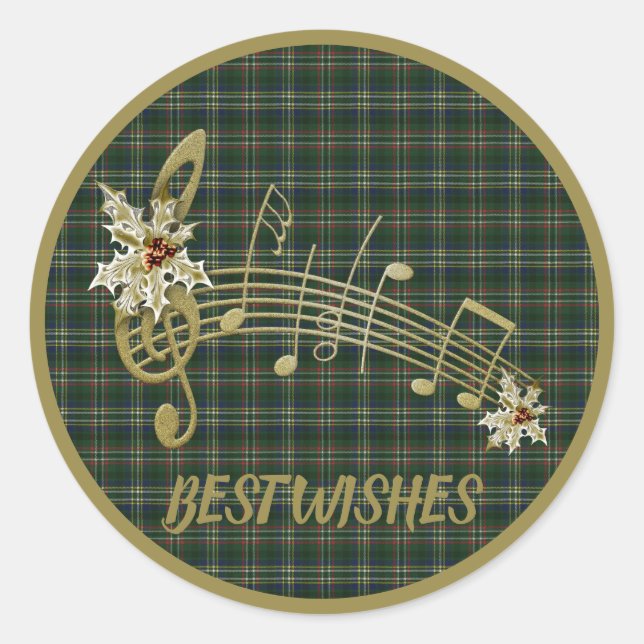 Sticker Rond Scott Green Modern Original Tartan écossais (Devant)