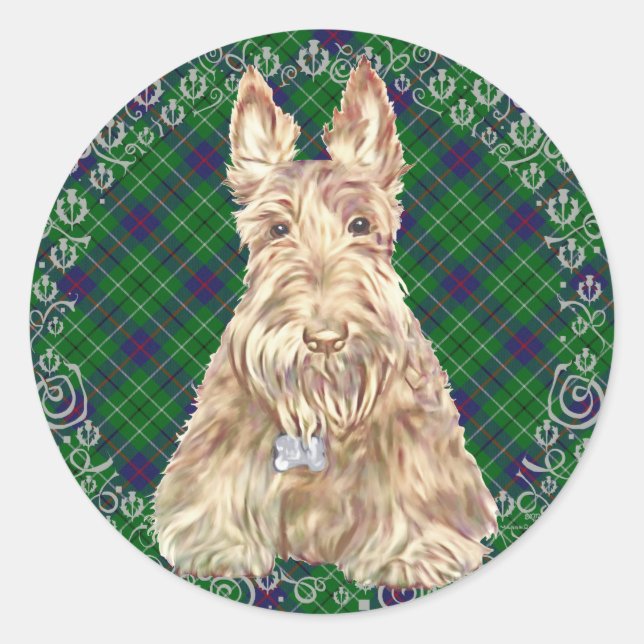Sticker Rond Scottie Duncan Tartan (Devant)