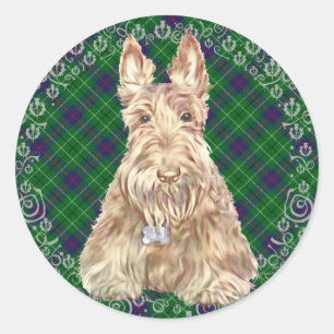 Sticker Rond Scottie Duncan Tartan