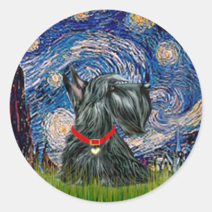 Sticker Rond Scottish Terrier 12c -Starry Night