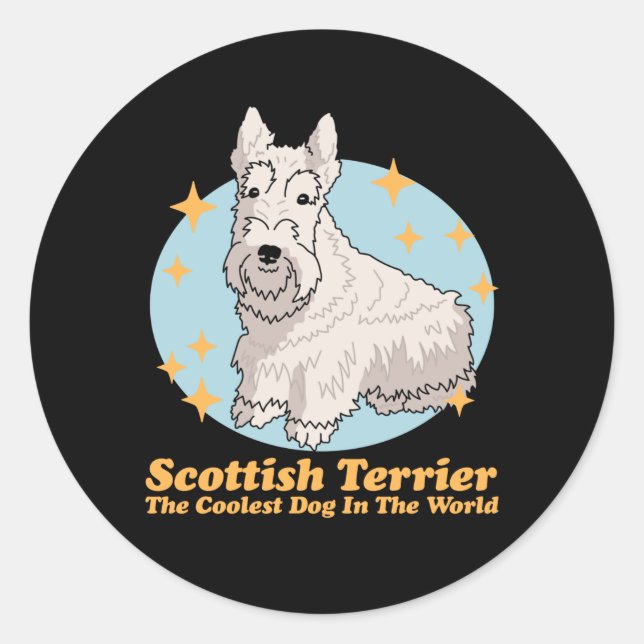 Sticker Rond Scottish Terrier Coolest Dog Scottie (Devant)