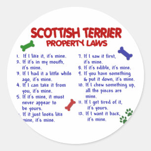 Sticker Rond SCOTTISH TERRIER Propriété Lois 2