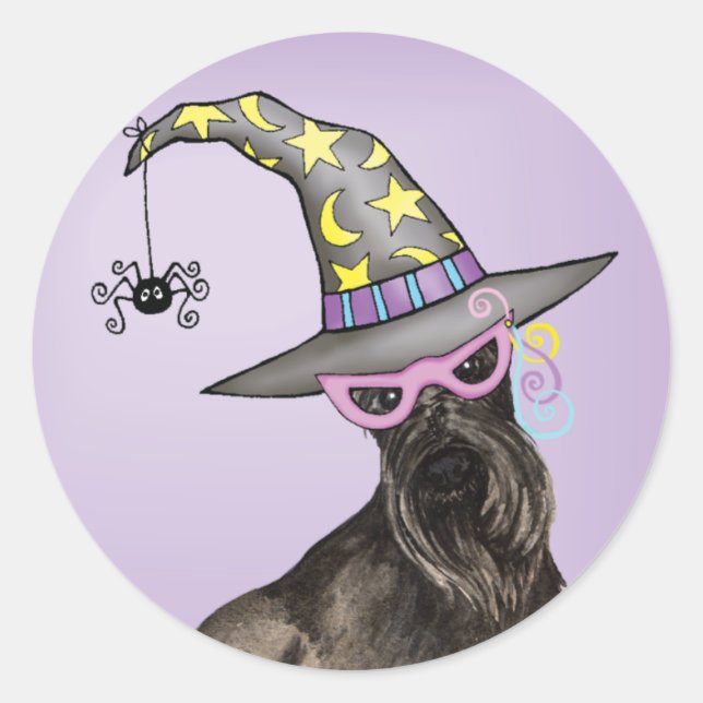 Sticker Rond Scottish Terrier Witch (Devant)