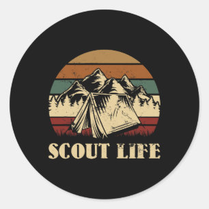 Sticker Rond Scout Life Camping Tent