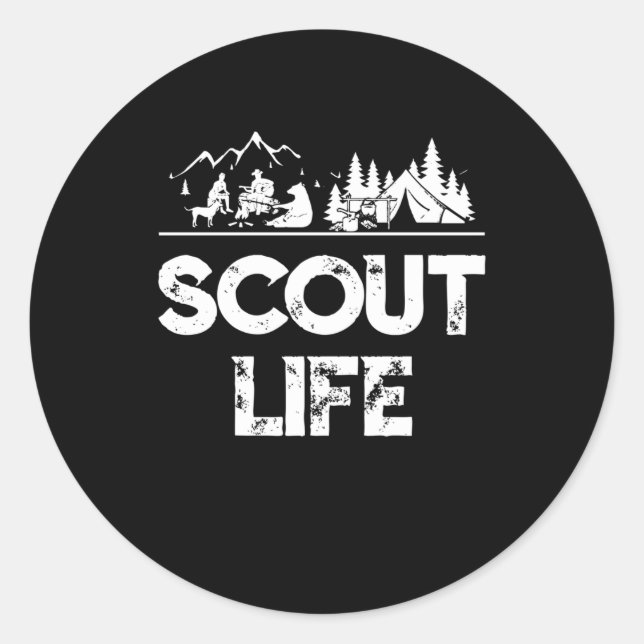 Sticker Rond Scout Life Scouting Amateurs Cadeaux Randonnée Hap (Devant)