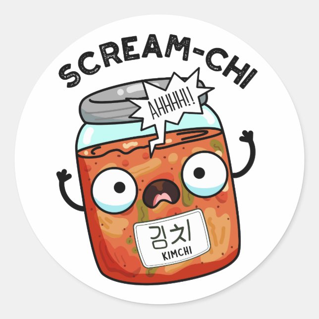 Sticker Rond Scream-chi Funny Kimchi Puns (Devant)