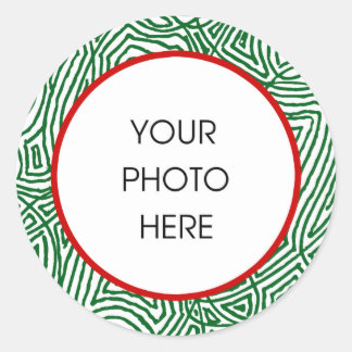 Sticker Rond Scribbleprints de Noël Bordure - Vert/Rouge