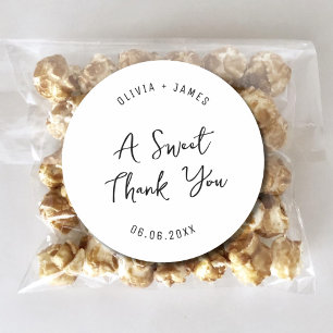 Sticker Rond Script A Sweet Merci Mariage Snack Bag Sweet