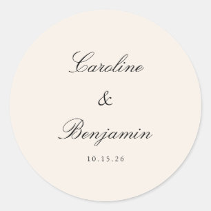 Sticker Rond Script classique Elégant mariage Custom Ivory Crea
