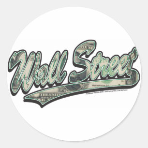 Sticker Rond Script de baseball de Wall Street, haute finance