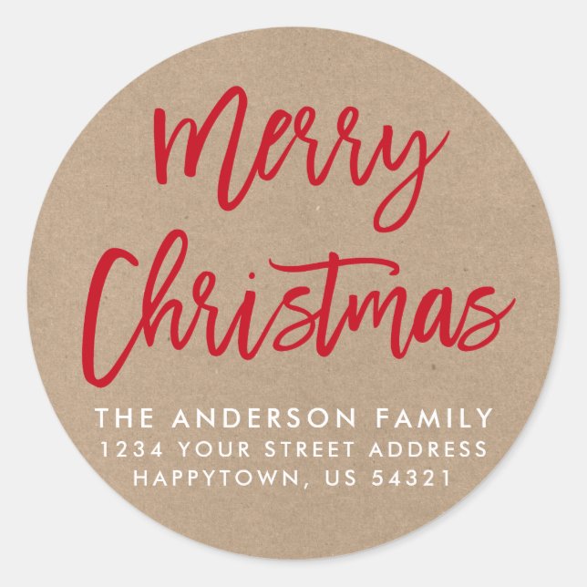 Sticker Rond Script de brosse moderne Sceau d'enveloppe Kraft d (Devant)