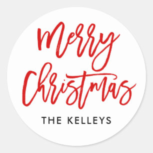 Sticker Rond Script de brosse rouge