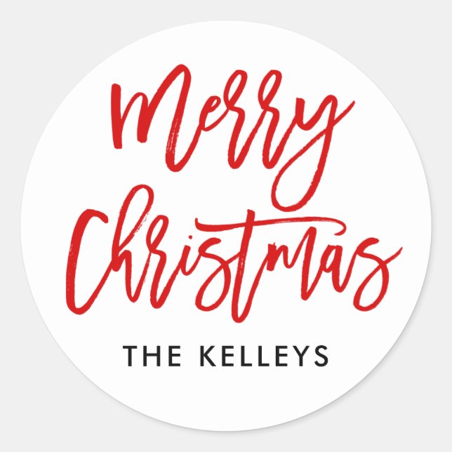 Sticker Rond Script de brosse rouge (Devant)