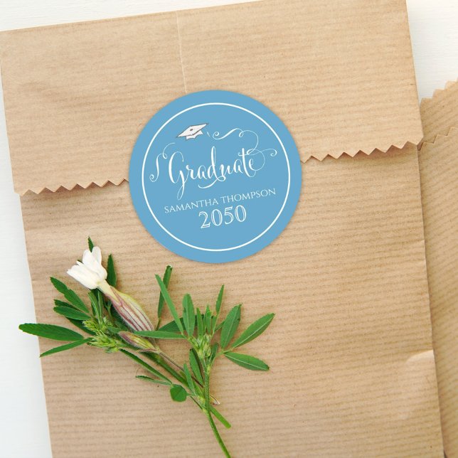 Sticker Rond Script de calligraphie de diplôme Élégant Casquett (Créateur téléchargé)