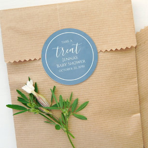 Sticker Rond Script de calligraphie minimaliste Baby shower ble