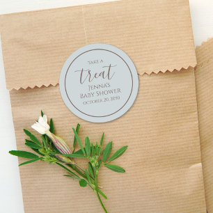 Sticker Rond Script de calligraphie minimaliste Baby shower ble