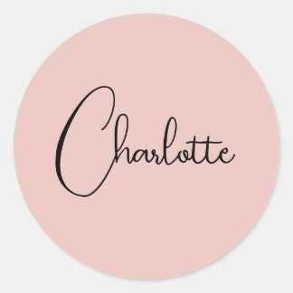 Sticker Rond Script de calligraphie minimaliste Nom Rose Or