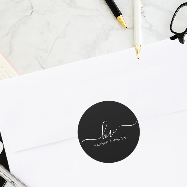 Sticker Rond Script de calligraphie Monogramme mariage Faveur p (Créateur téléchargé)