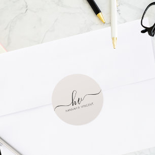 Sticker Rond Script de calligraphie Monogramme mariage Faveur p