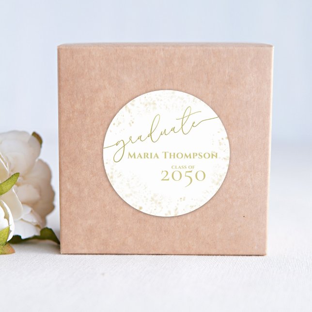 Sticker Rond Script de calligraphie or simple (Créateur téléchargé)