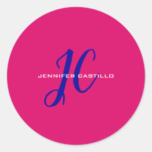 Sticker Rond Script de calligraphie professionnelle Monogramme
