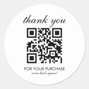 Sticker Rond Script de code QR de remerciement minimaliste