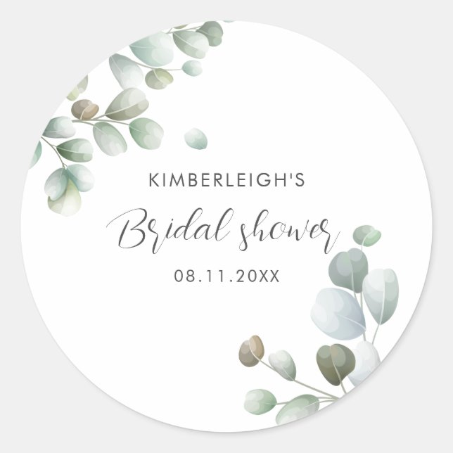 Sticker Rond Script de feuillage d'eucalyptus Remerciement pour (Devant)