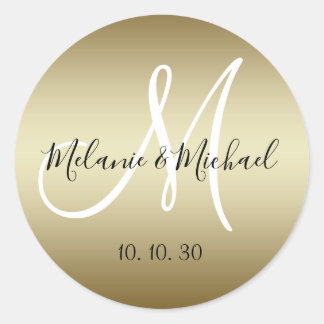 Sticker Rond Script de monogramme du 50e anniversaire du Mariag