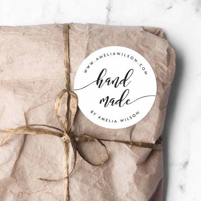 Sticker Rond Script de relaxation noir et blanc artisanal (Créateur téléchargé)