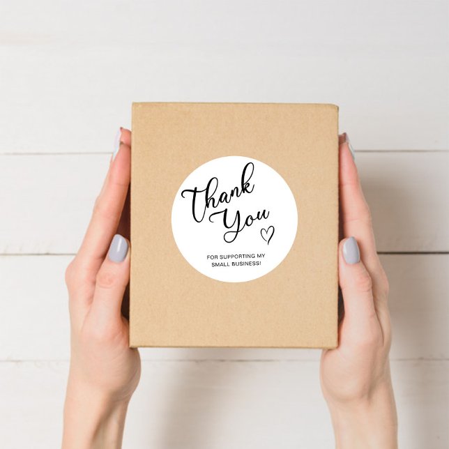 Sticker Rond Script de remerciement Cœur Petite Entreprise (Créateur téléchargé)