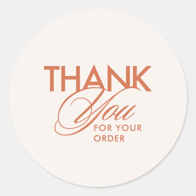 Sticker Rond Script de remerciement simple client en terre cuit (Devant)
