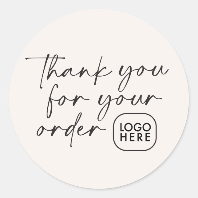 Sticker Rond Script de remerciement simple pour votre commande  (Devant)