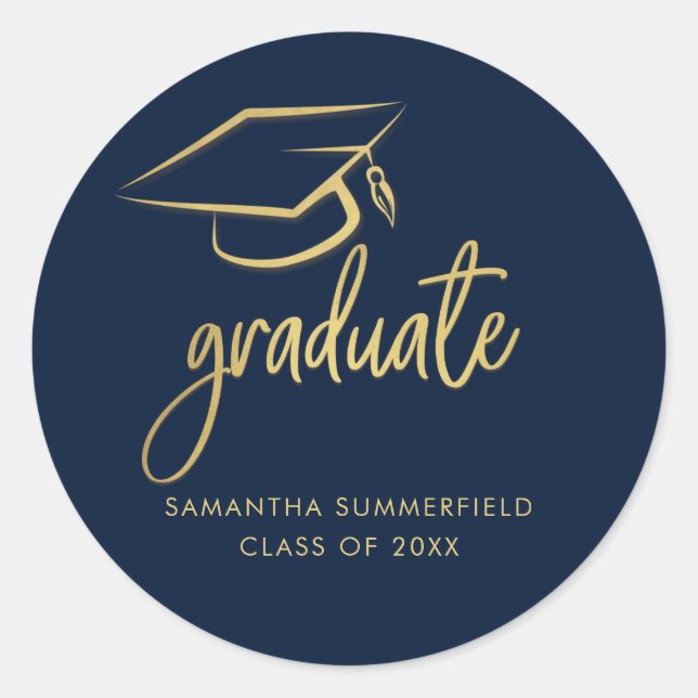 Sticker Rond Script de remise des diplômes moderne 2026 Casquet (Devant)