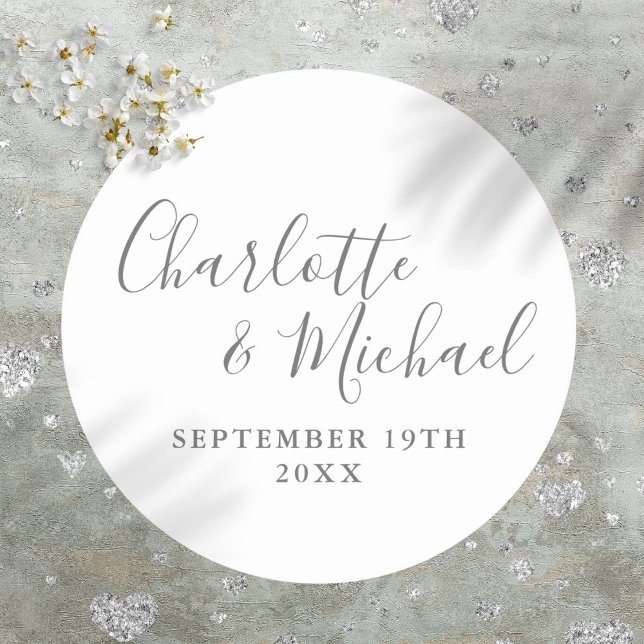 Sticker Rond Script de signature élégant (Elegant Signature Script Classic Round Sticker)