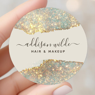 Sticker Rond Script de signature holographique Moderne Glam Gli