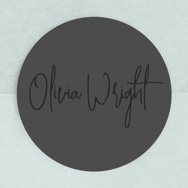 Sticker Rond Script de signature, noir professionnel sur noir (Créateur téléchargé)