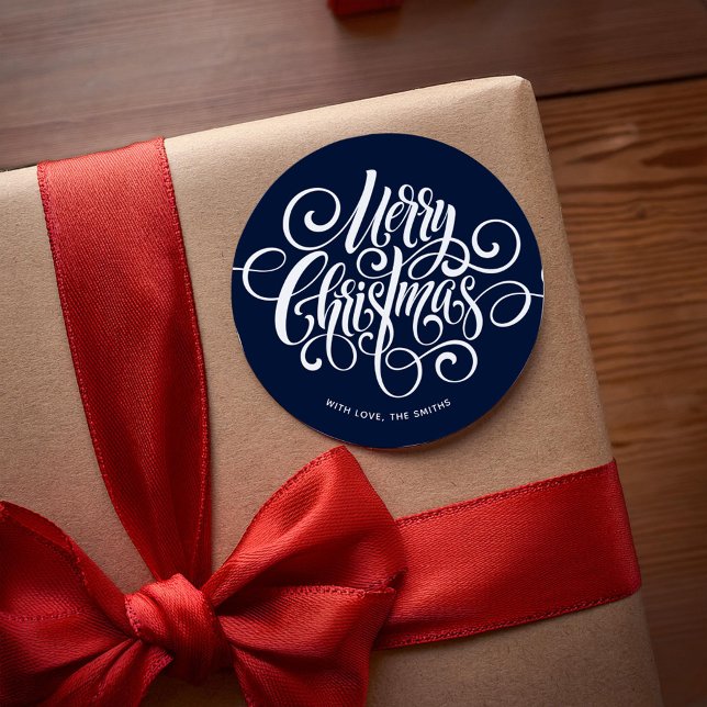 Sticker Rond Script fantaisie "Joyeux Noël" Personnalisé (Créateur téléchargé)