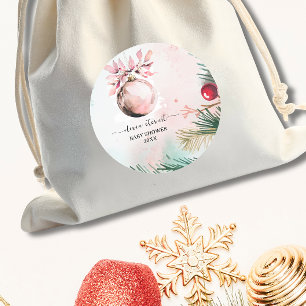 Sticker Rond Script Fête de Noël Bébé Fille Baby Shower
