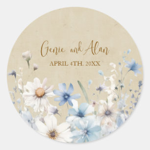 Sticker Rond Script Fleur sauvage moderne